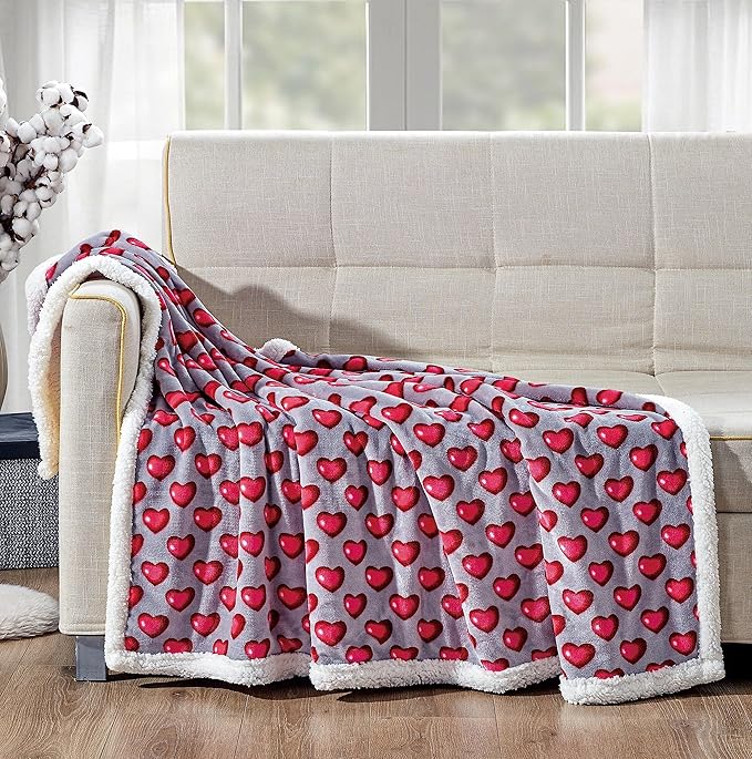 Elegant Comfort Throw Blanket, Reversible Sherpa Flannel, Ultra-Soft, Fuzzy, Cozy and Plush- All Season Lightweight Decorative Throw, 50 x 60 inches, Juliette Sherpa Throw