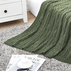 Aormenzy Cable Knit Throw Blankets 90 x 90 Inches, Soft Cozy and Lightweight Knitted Blanket, Machine Washable Acrylic Blanket, Decorative Throw Blanket for Couch Sofa Bed, Forest Green