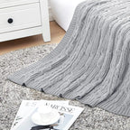 Aormenzy Cable Knit Throw Blankets 50 x 60 Inches, Soft Cozy and Lightweight Knitted Blanket, Machine Washable Acrylic Blanket, Decorative Throw Blanket for Couch Sofa Bed, Silver Grey