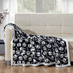 Elegant Comfort Throw Blanket, Reversible Sherpa Flannel, Ultra-Soft, Fuzzy, Cozy and Plush- All Season Lightweight Decorative Throw, 50 x 60 inches, Skulls and Bones Sherpa Throw
