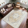 CRYPTOLITE 9x11 Area Rug for Living Room, Modern Washable Rug Non Slip Low Pile Large Area Rugs for Living Room, Bedroom, Farmhouse, Dining Room,Beige