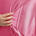 Peach Red Satin Pillowcase Standard Set of 2 with Envelope Closure，Peach Red Silk Pillowcase for Hair and Skin (20x26)