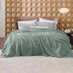 Bedsure Gentlesoft 100% Cotton Blanket King Size for Bed - Cooling Breathable and Soft for Spring Summer, Thick Cozy Waffle Weave Blanket Gifts for Women, Sage Green, 104x90 inches