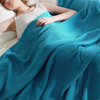 Bedsure Gentlesoft 100% Cotton Blanket Queen Size for Bed - Breathable and Soft for Spring Summer, Thick Cozy Waffle Weave Blanket Gifts for Women, Teal, 90x90 Inches