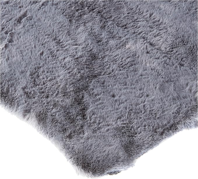 Lith African Map Faux Rabbit Fur Area Rug & Throw - Client Call It Impactful Gift - Soft Plush Luxurious Nursery + Living Room & Bedroom Floor or Chair Couch Sofa Bed Cover- 6x6 ft (Gray/Grey)