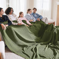 Bedsure Gentlesoft 100% Cotton Big Blanket Oversized King for Bed - Large Breathable Thick Waffle Weave Blanket for Summer, Couch Cover, Olive Green, 120x94 inches