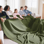 Bedsure Gentlesoft 100% Cotton Big Blanket Oversized King for Bed - Large Breathable Thick Waffle Weave Blanket for Summer, Couch Cover, Olive Green, 120x94 inches