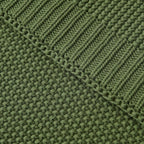 Longhui bedding Olive Green Cotton Cable Knit Throw Blanket for Couch Sofa Bed, Home Decorative Lightweight Knitted Blankets with Bonus Laundering Bag, 60“ x 80”, Machine Washable