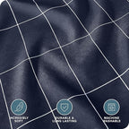 Bare Home Bedding Duvet Cover Extra Long Size - Premium 1800 Super Soft Collection - Lightweight - Soft Textured Bedding (Twin/Twin XL, Grid - Midnight Blue/White)