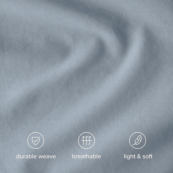 Bare Home 100% Organic Cotton California King Duvet Cover Set - Crisp Percale Weave - Lightweight & Breathable - Cooling Duvet Cover Set (California King, Dusty Blue)