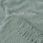 Chanasya Premium Textured Knit Throw Blanket with Tassels - Soft, Cozy Blanket for Couch, Bed, Living Room - 50" x 65” - Tan Sage