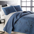 Southshore Fine Living, Inc. Oversized Queen Quilt Set, 3-Piece Lightweight Quilted Bedspread with 2 Pillow Covers, Harmony Floral Coverlet, Microfiber Fabric, All Season Full Size Bedding Quilt, Blue