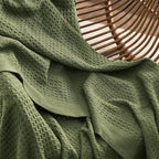 Bedsure Gentlesoft 100% Cotton Blanket Twin XL Size for College Dorm - Breathable and Soft for Spring Summer, Waffle Weave Twin Blanket for Bed, Dorm Room Essentials, Olive Green, 66x90 inches