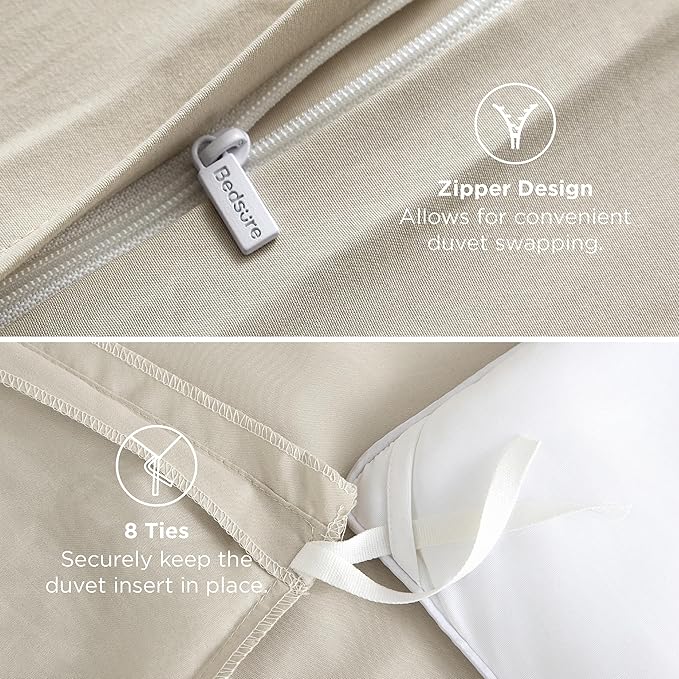 Bedsure Duvet Cover King Size - Only Includes 1 Duvet Cover (104"x90"), Hotel Luxury Soft Double Brushed All Season Bedding for Kids & Adults, Zipper Closure, Linen (No Comforter, No Pillow Shams)