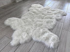 LAMBZY Bear Skin Rug Super Soft Fluffy Faux Fur for Bedroom Floor Sofa Living Room High-Density Plush Shaggy Carpet Sofa Cover Bedside Sheepskin Rug (5'x7', White)