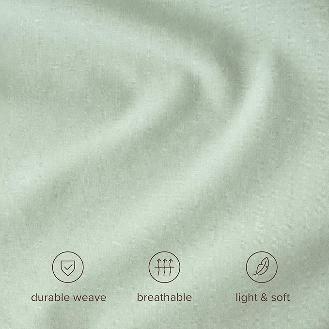 Bare Home 100% Organic Cotton King Duvet Cover Set - Crisp Percale Weave - Lightweight & Breathable - Cooling Duvet Cover Set (King, Willow)