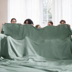 Bedsure Gentlesoft 100% Cotton Big Blanket Oversized King for Bed - Large Breathable Thick Cooling Waffle Weave Blanket for Summer, Couch Cover, Sage Green, 120x94 inches
