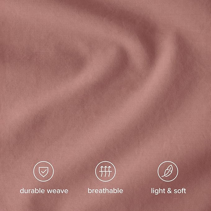 Bare Home 100% Organic Cotton California King Duvet Cover Set - Crisp Percale Weave - Lightweight & Breathable - Cooling Duvet Cover Set (Cal King, Dusty Rose)