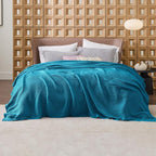Bedsure Gentlesoft 100% Cotton Blanket King Size for Bed - Breathable and Soft for Spring Summer, Thick Cozy Waffle Weave Blanket Gifts for Women, Teal, 104x90 inches