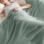 Bedsure Gentlesoft 100% Cotton Blanket Twin XL Size for College Dorm - Cooling Breathable and Soft for Spring Summer, Waffle Weave Twin Blanket for Bed, Dorm Room Essentials, Sage Green, 66x90 inches