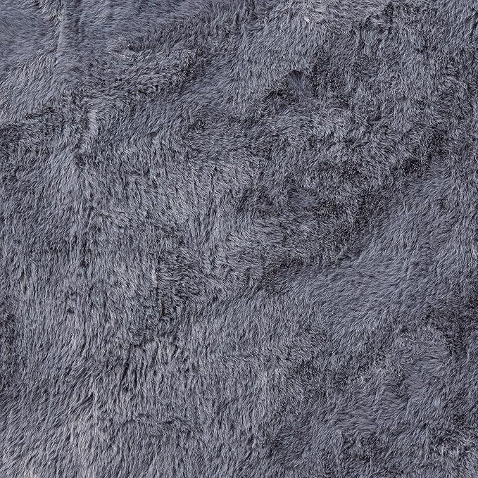 Lith African Map Faux Rabbit Fur Area Rug & Throw - Client Call It Impactful Gift - Soft Plush Luxurious Nursery + Living Room & Bedroom Floor or Chair Couch Sofa Bed Cover- 6x6 ft (Gray/Grey)