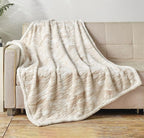 Elegant Comfort Throw Blanket, Reversible Sherpa Flannel, Ultra-Soft, Fuzzy, Cozy and Plush- All Season Lightweight Decorative Throw, 50 x 60 inches, Alaska Sherpa Throw, Beige