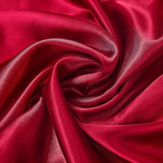 King Size Satin Pillowcase Set of 2 with Envelope Closure,Wine Red Silk Pillowcase for Hair and Skin (20x36)