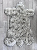 LAMBZY Bear Skin Rug Super Soft Fluffy Faux Fur for Bedroom Floor Sofa Living Room High-Density Plush Shaggy Carpet Sofa Cover Bedside Sheepskin Rug (3'x5', White/Black)