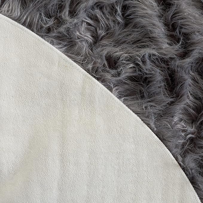 SAFAVIEH Faux Sheep Skin Collection 3' x 5' Grey FSS115D Silken Glam 2.35-inch Thick Area Rug